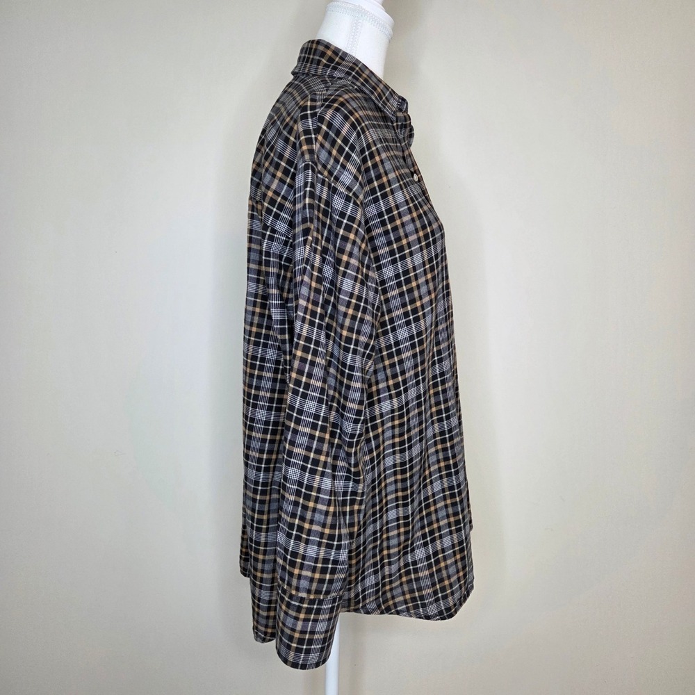 Everlane Womens Black Tan Lightweight Plaid Cotton Button Down Shirt Size 10 - Picture 2 of 6